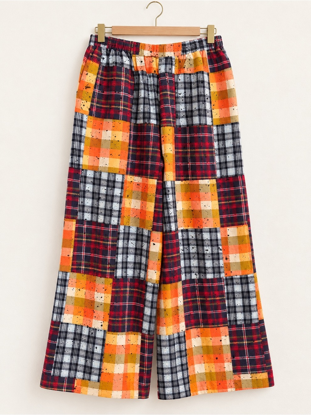 Jaded Gypsy Mixed Up Flannel Pants Mango Patchwork Wide Leg L/XL - Picture 6 of 8